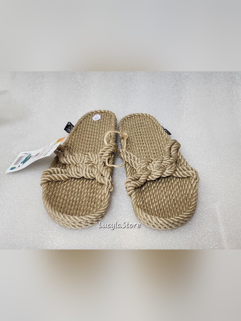Nomadic State of Mind Sailor Knot Rope Sandals Camel Vegan Handmade Nicaragua 7. - Picture 6 of 17